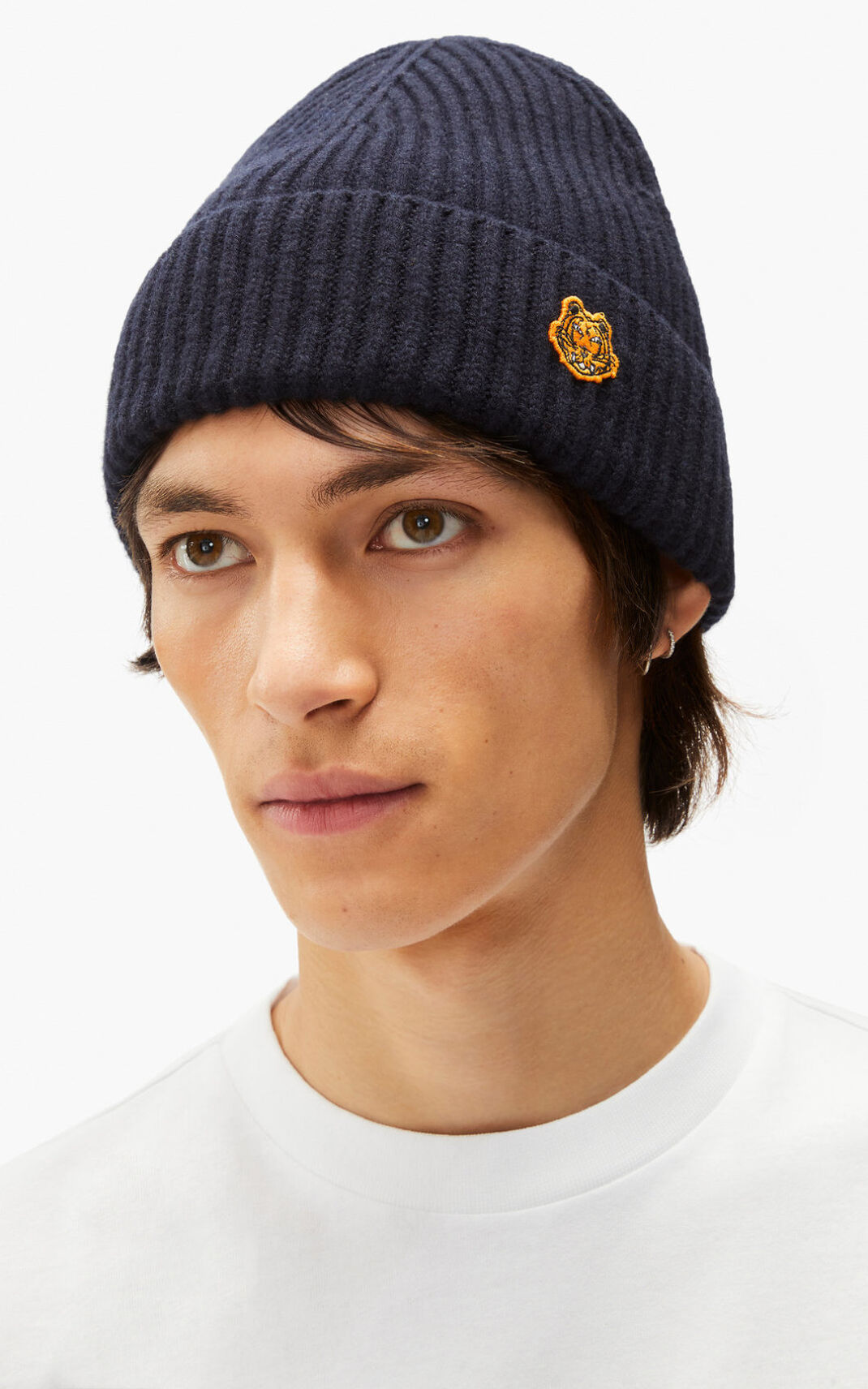 Bonnet Kenzo Tiger Crest wool Femme Bleu | IWAG-02856